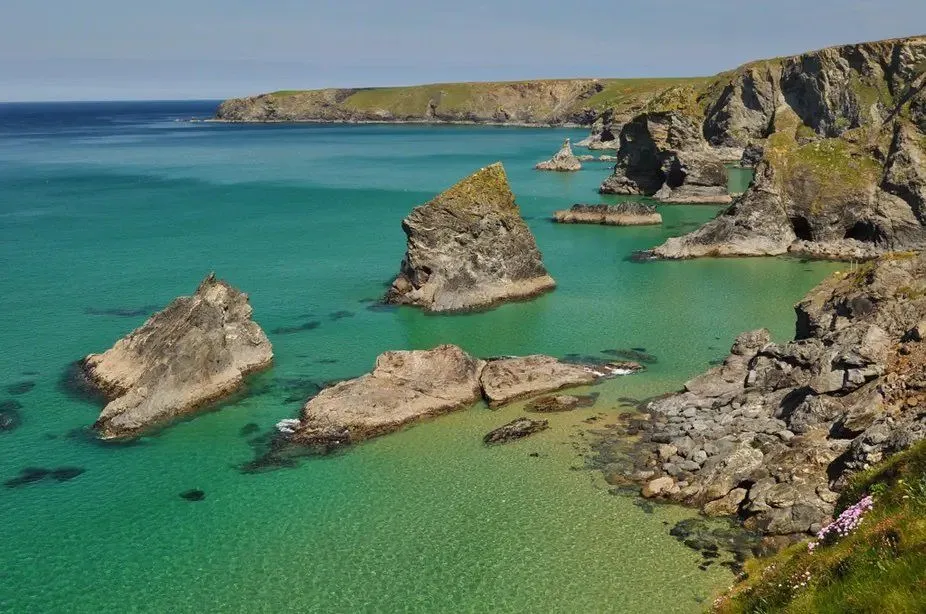 Bedruthan Steps on the north Cornwall coast